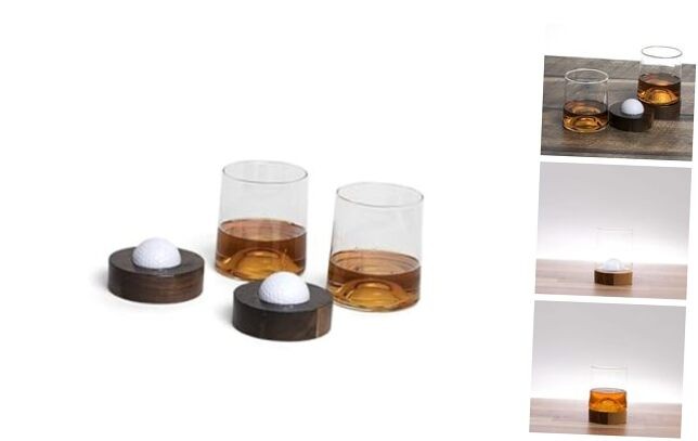 Custom Golf Coaster & Whiskey Glass Set – Golf 2 Glasses, Non-Personalized-image