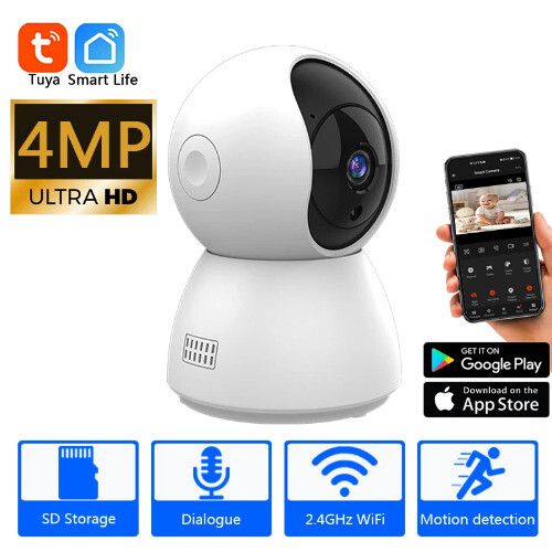 HD 4MP Tuya Mini WiFi Smart Home Surveillance Camera Automatic Tracking Wireless