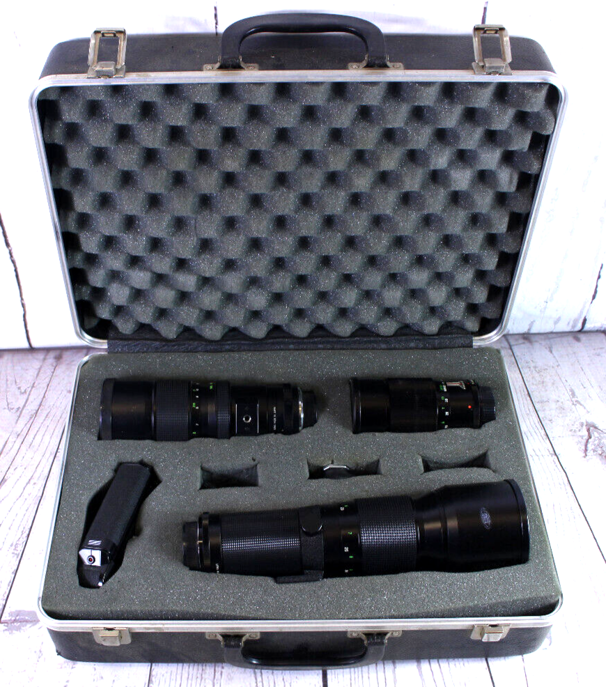 Vivitar 3 Auto Telephoto Lens Set and Cannon Power Winder A With Hardcase