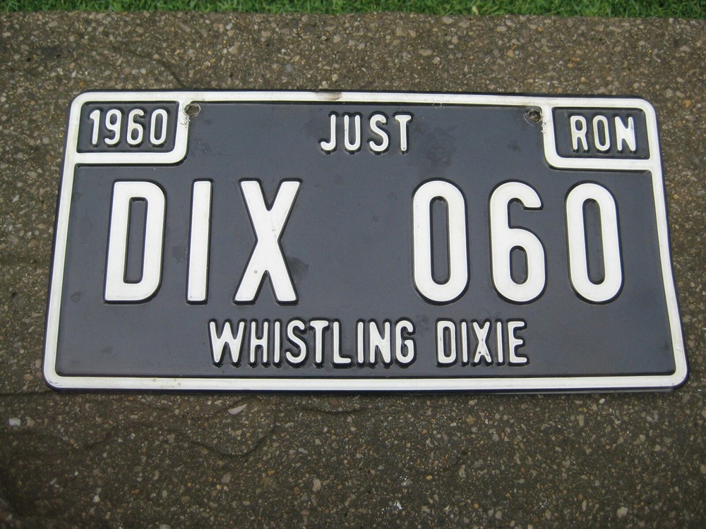 IRELAND IMPORTED VEHICLE # DIX 060 JUST WHISTLING DIXIE 1960 RON LICENSE PLATE
