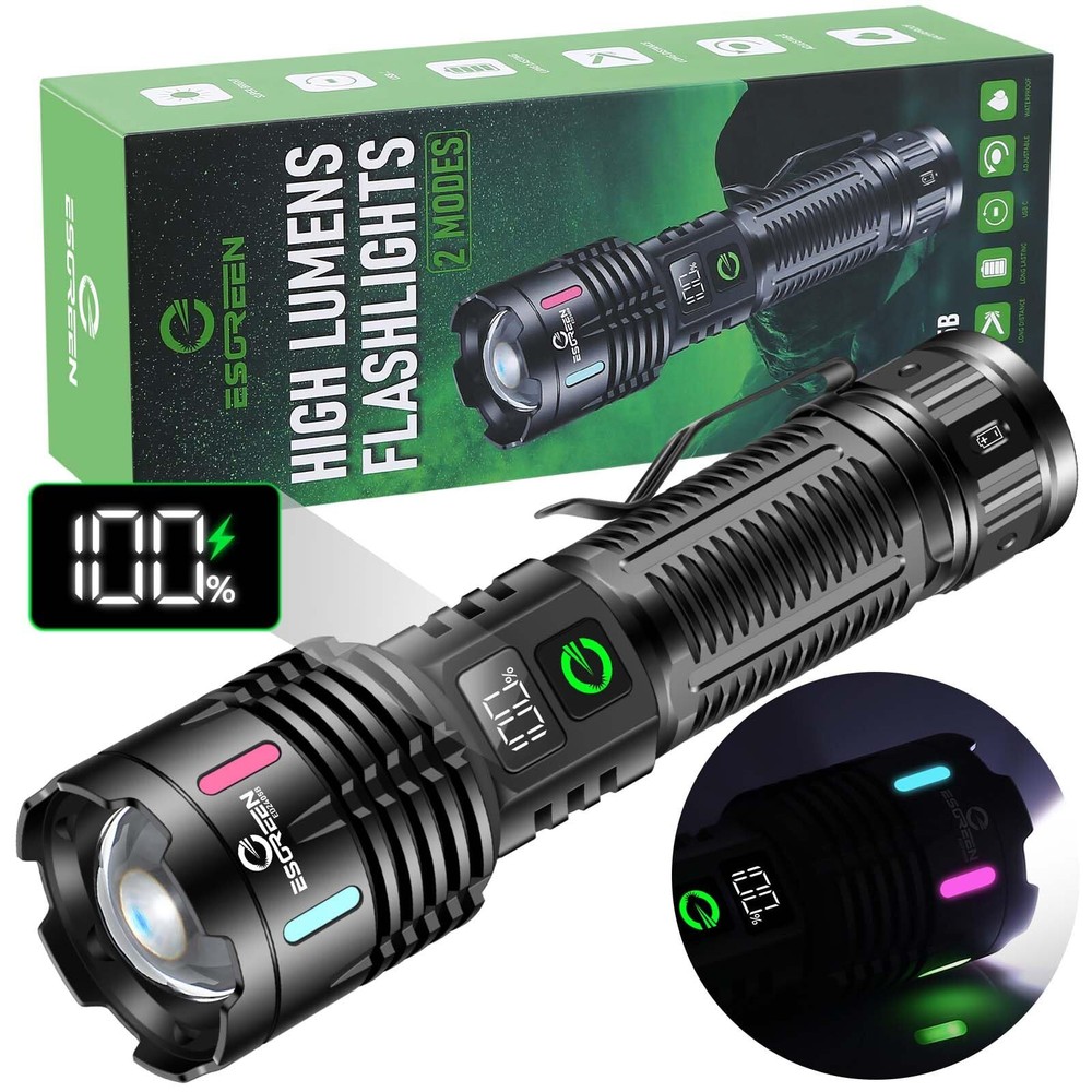 Rechargeable Flashlights High Lumens 1000000 Single 2 Modes, Super Bright LED...