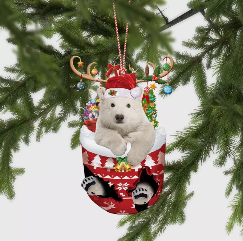 Polar Bear Christmas Ornament  Polar Bear Lovers Snow Pocket Xmas Ornament Gift