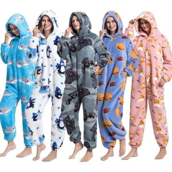 Cross-border Animal Cartoon One-Piece Pajamas Unisex Multicolor Cotton/Velvet-image