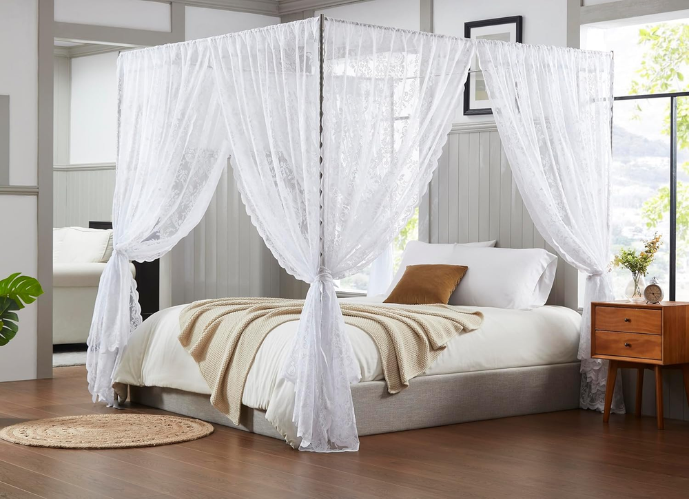 Lace Canopy Bed Curtains Set Consists of 8 48
