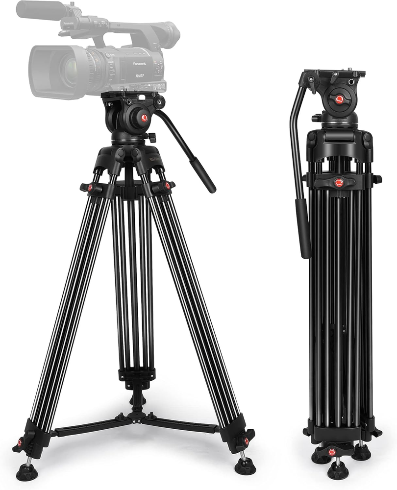 Heavy Duty Tripod,70.8 Inch Professional Video Tripod with Fluid Head and Max Lo