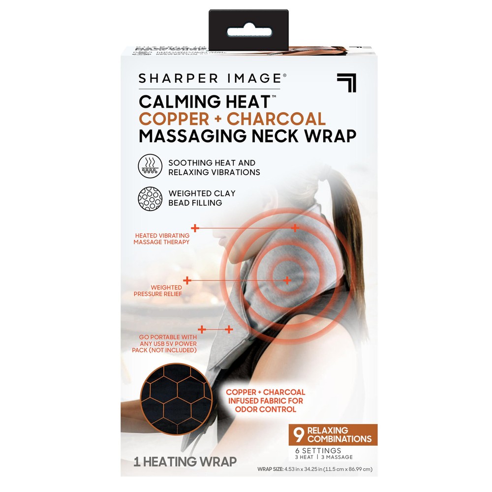 Calming Heat Neck Wrap by Sharper Image Copper & Infused Personal Neck Heatin...