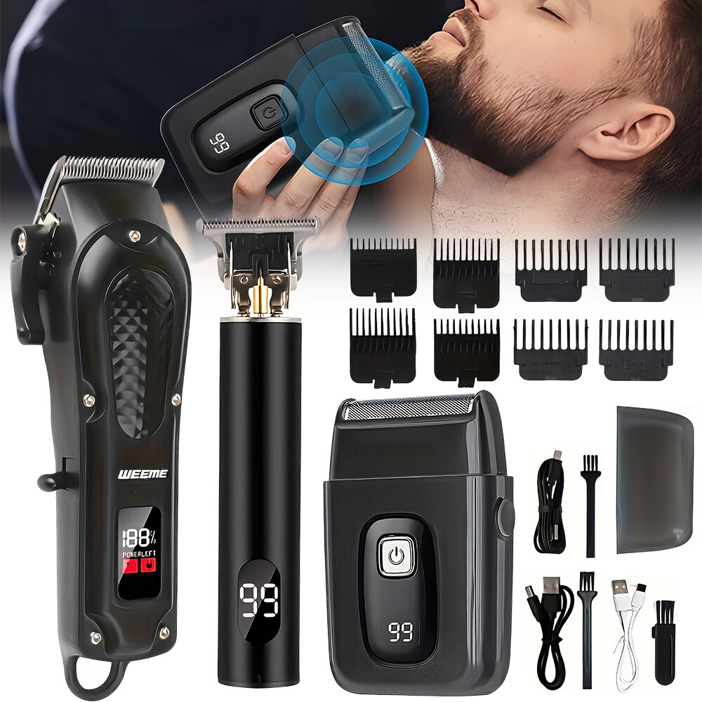 Professional Hair Clipper for Men, 3-piece Set, Beard Trimmer Shaver Set Gift