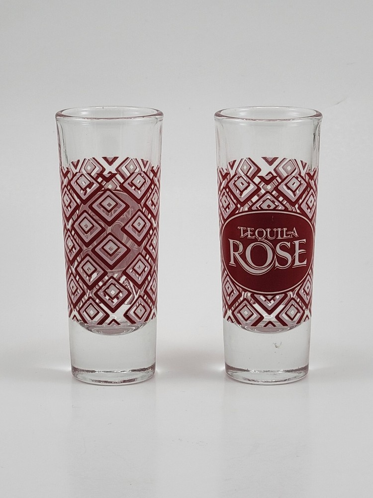 Tequila Rose Tall Shot Glass Vintage Red Diamond Pattern Collectible