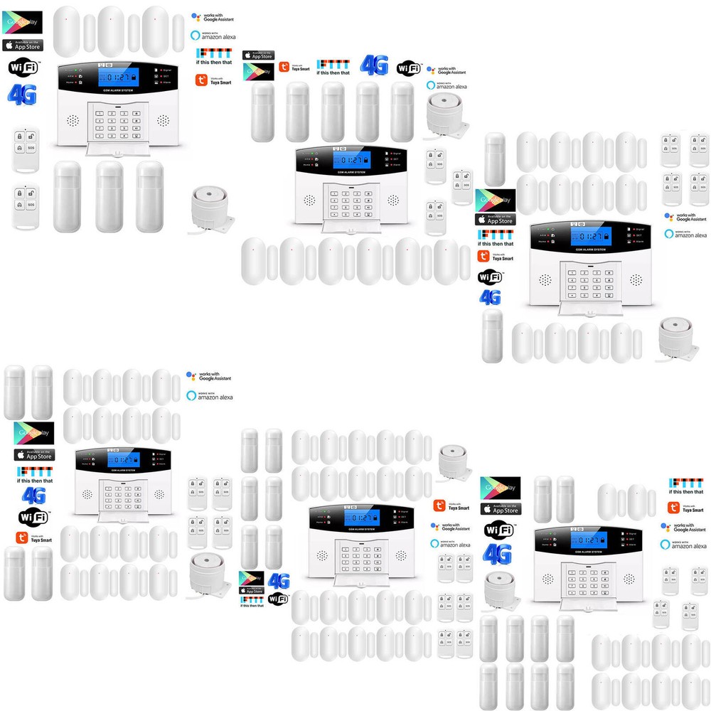 A42 Tuya APP WiFi+4G Wireless Kits Home Security Alarm System+Alexa+Google Home