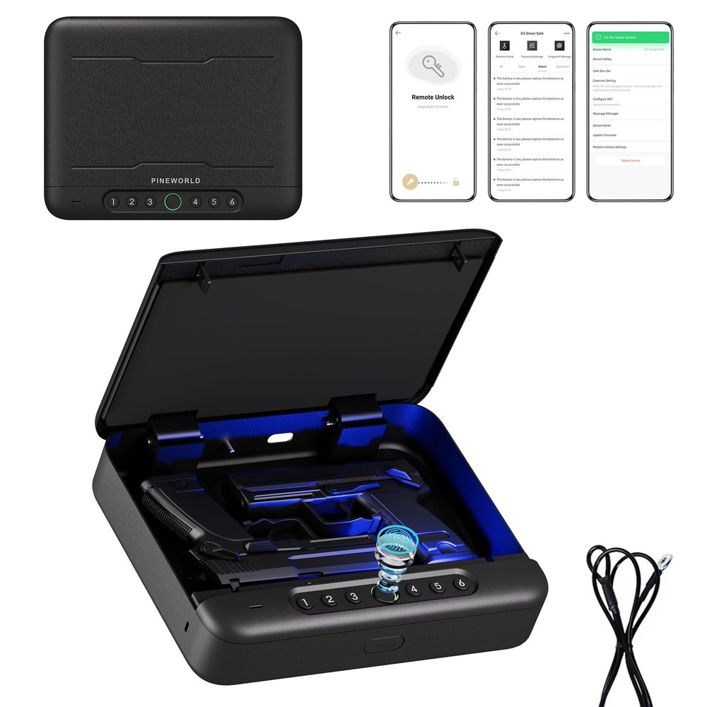 Biometric Handgun Safe with 4 Quick-Access Methods - Fingerprint, App, Passcode & More  -image