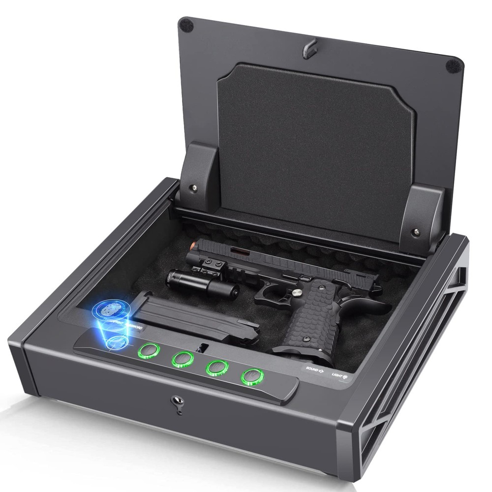 SOULYI Biometric Fingerprint Gun Safe for 3 Pistols Safe DOJ Certified with 3...