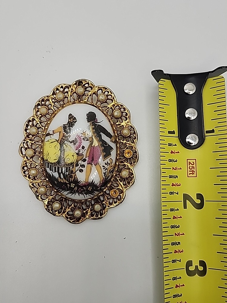 Vintage Victorian Brooch / Pendant Ornate Gold Tone