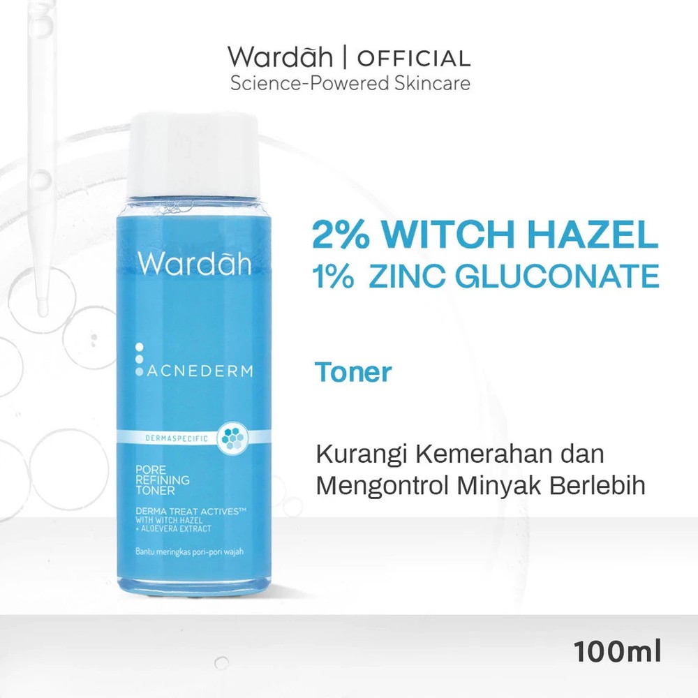 WARDAH 2% Witch Hazel + 1% Zinc Gluconate Acnederm Pore Refining Toner 100 ml
