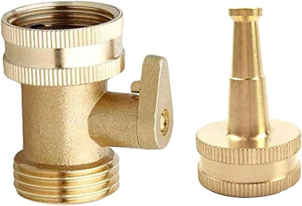 Heavy Duty Brass Jet Sweeper Sprayer Nozzle with Garden Hose Shut off Valve Conn