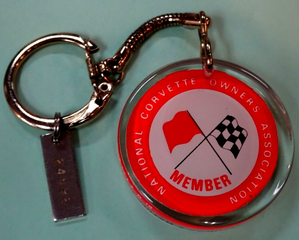 Vintage NCOA National Corvette Owners Association 2 Sided Keychain w/NumberedTag