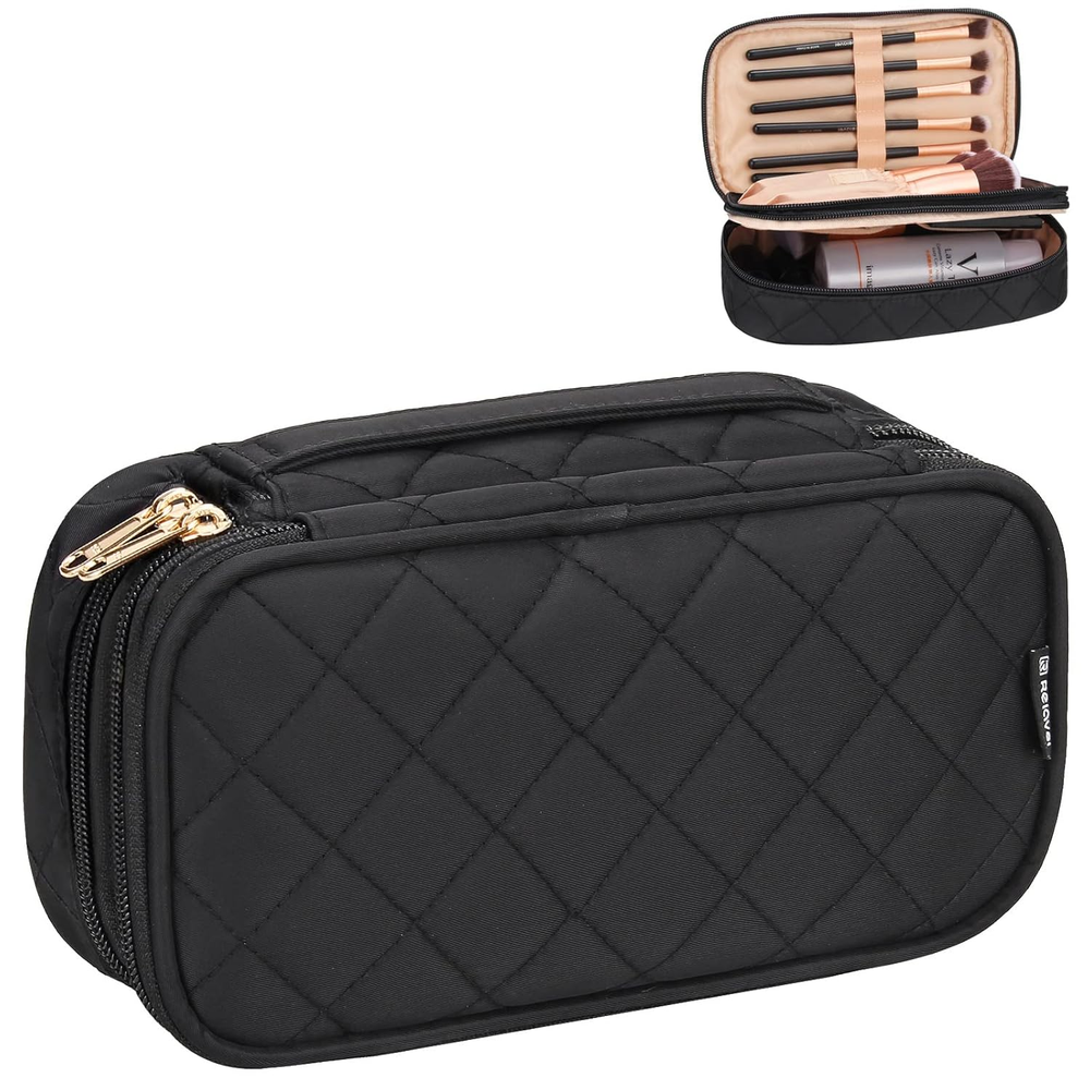 Small Waterproof Travel Makeup Bag with 2 Layers for Women