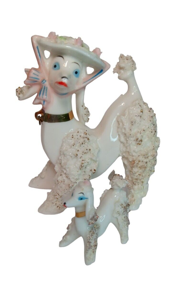 Vintage Arnart Spaghetti Poodle Dog Mom & Daughter Figurine, Japan, Kitsch