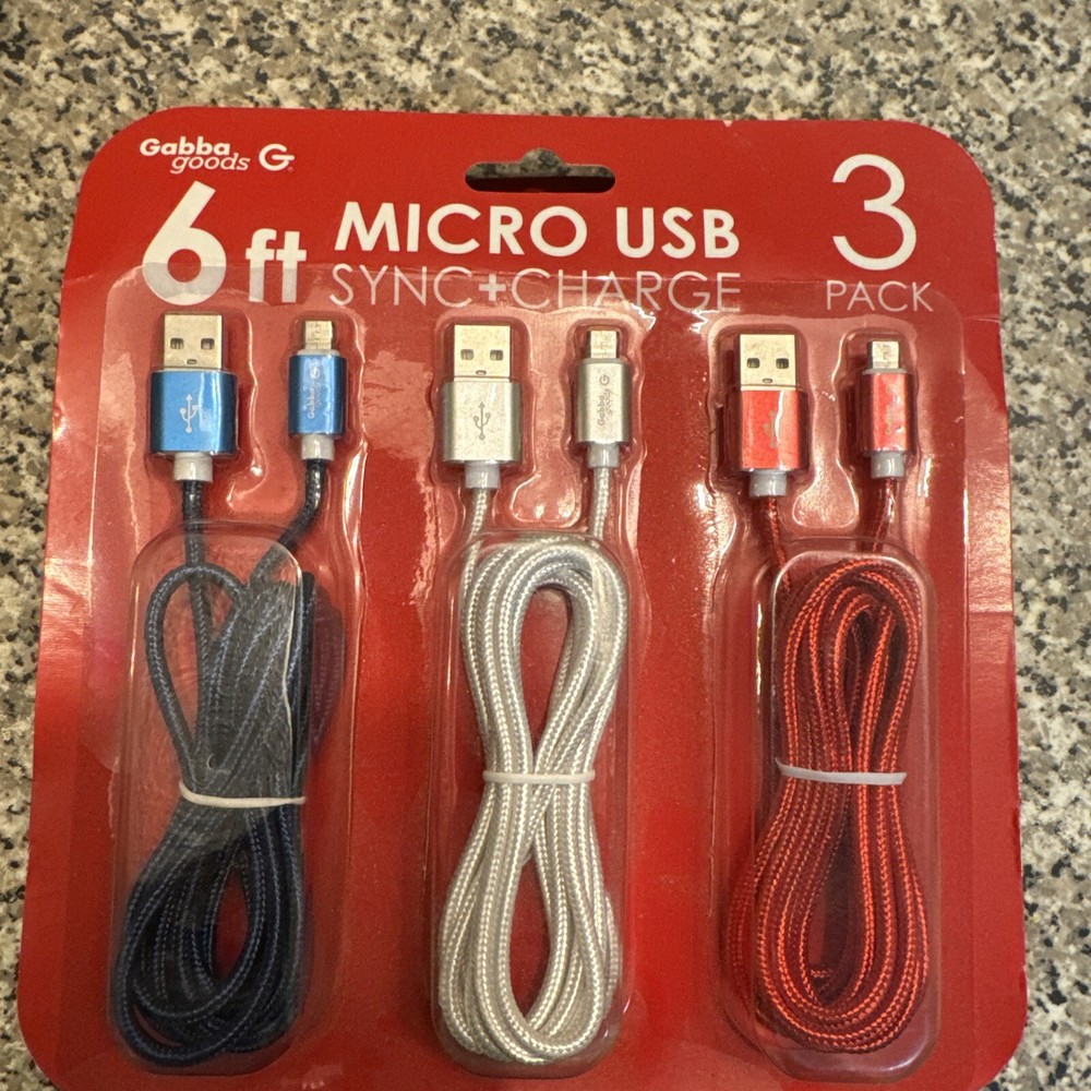 Gabba Goods 6ft Solar Micro USB Charging Cable 3-Pack