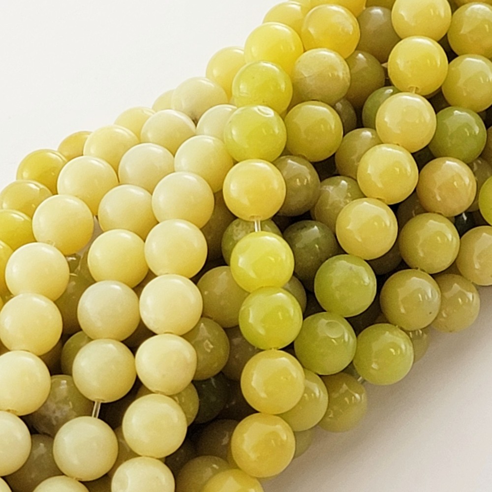 Lemon Jade Beads Smooth Yellow Gemstone 6mm 8mm 10mm Natural