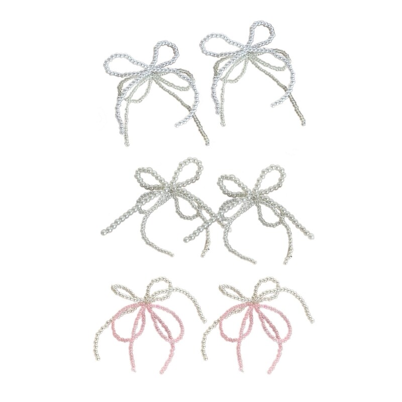 Pearl Bowknot Shoe Buckle Accessories for Necklace Earrings Hair and Keychains