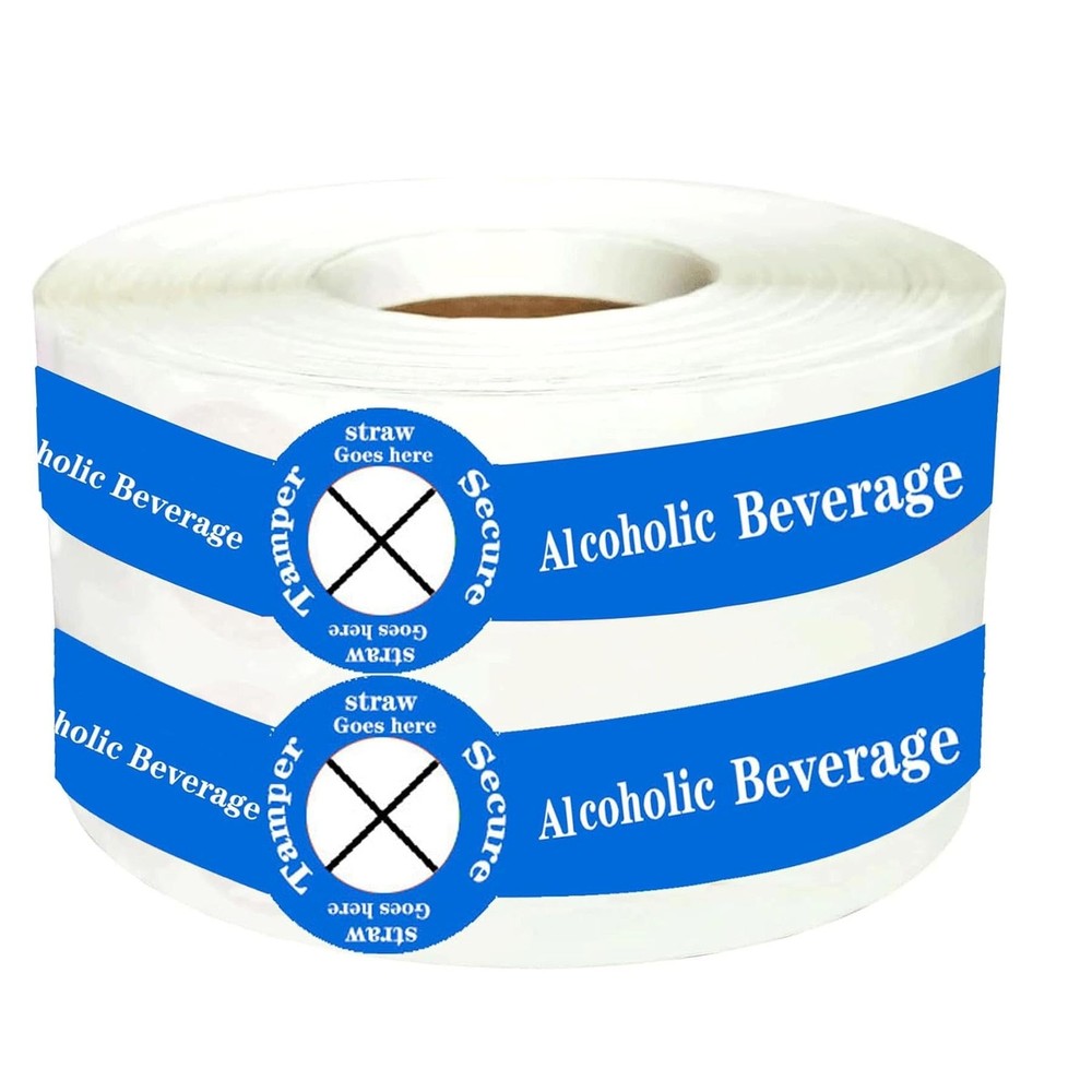 Alcohol to-Go Drink Straw Tamper Proof Stickers 500 pcs Alcoholic Beverage Li...