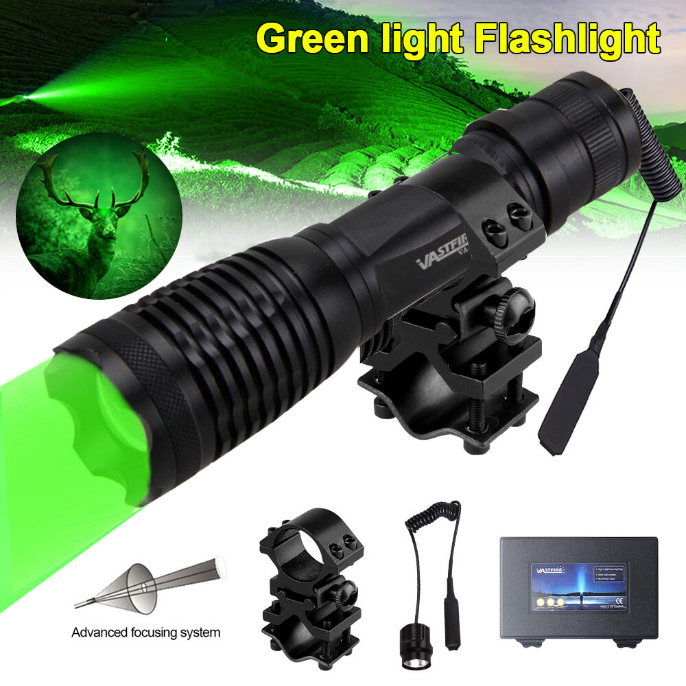 800 Yards Red Green LED Zoom Hunting Light Predator Flashlight Scope Mount W/Box