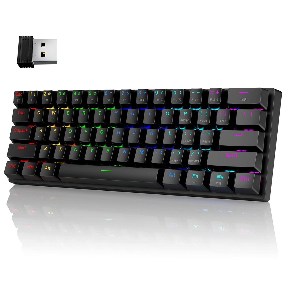 Pauroty 60% Wireless Mechanical Keyboard Triple Mode 2.4G USB-C Bluetooth Backlit