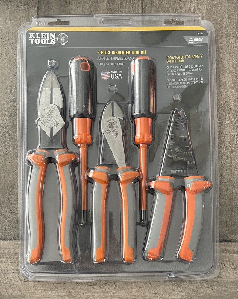 1000V Klein Tools 5 Piece Insulated Tool Kit # 9415R - Cutters, Pliers & Screwdr
