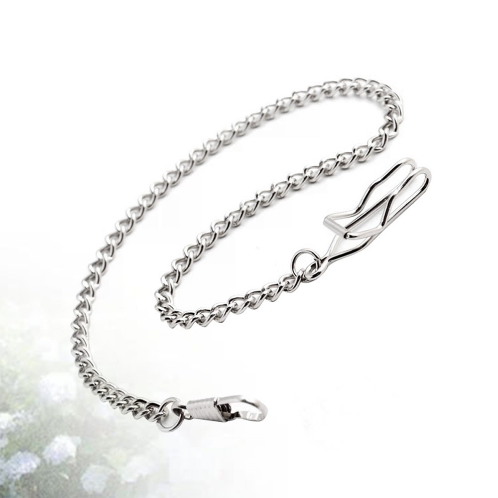 Pocket Watch Chain Vintage Metal Watch Holder Necklace Jean Belt Decor (Silver)
