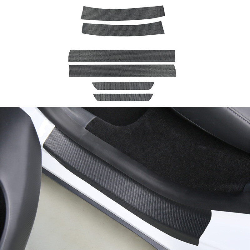 Leather Door Sill Threshold Protector Scuff Plate For Tesla Model Y 2020-2022