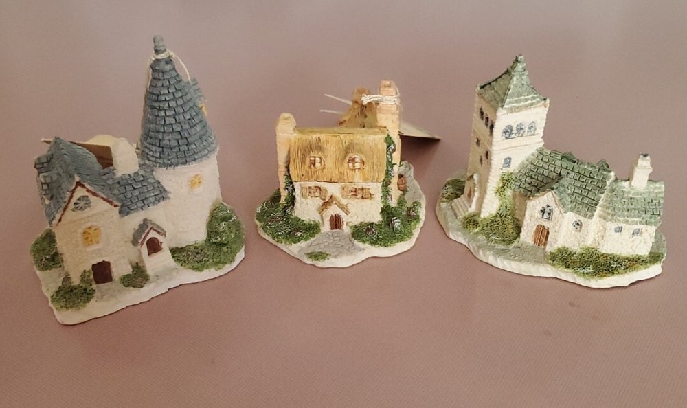 3 Russ Berrie & Co Collectible Miniature Cottages Neiman Marcus Peter James Tags