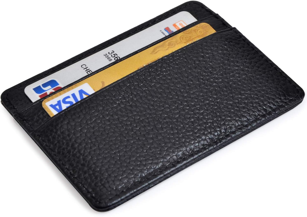 EASTNIGHTS Slim Leather Credit Card Holder with ID Window Minimalist RFID Wallet  -image