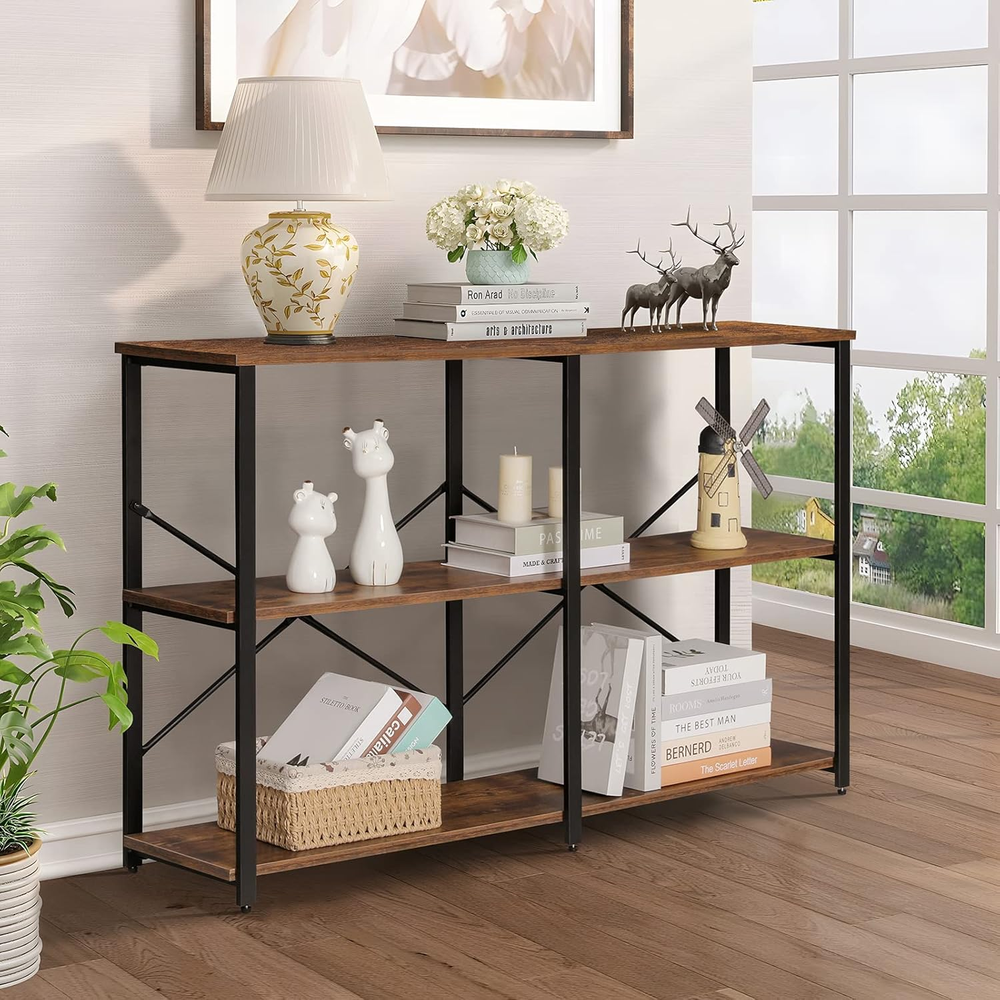 Modern Sofa Table with 3 Open Shelves for Entryway, Hallway, or Console Use