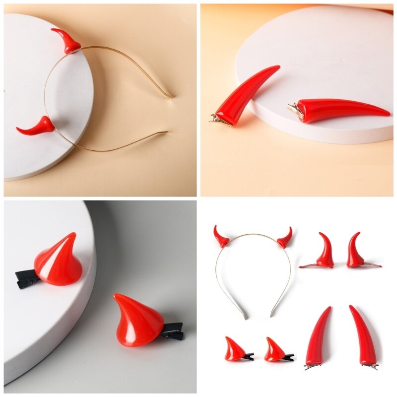Cosplay Devil Horn Hair Clip Hairband Devil Dress Up Costume Headband Party Wear