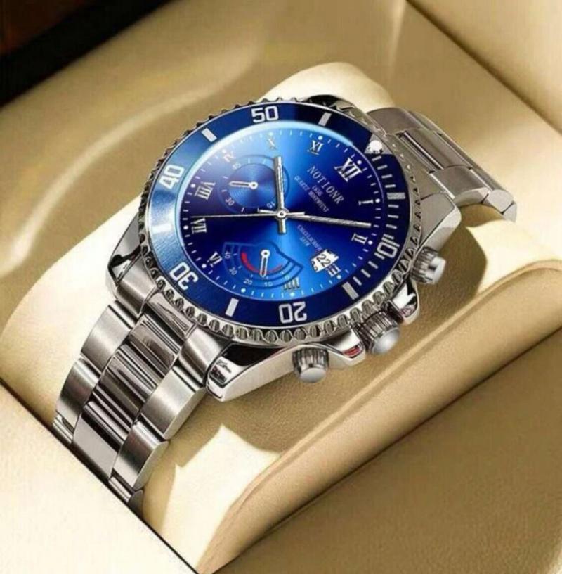 Men's Business Fashion Watch with Waterproof Stainless Steel Strap Silver Quartz