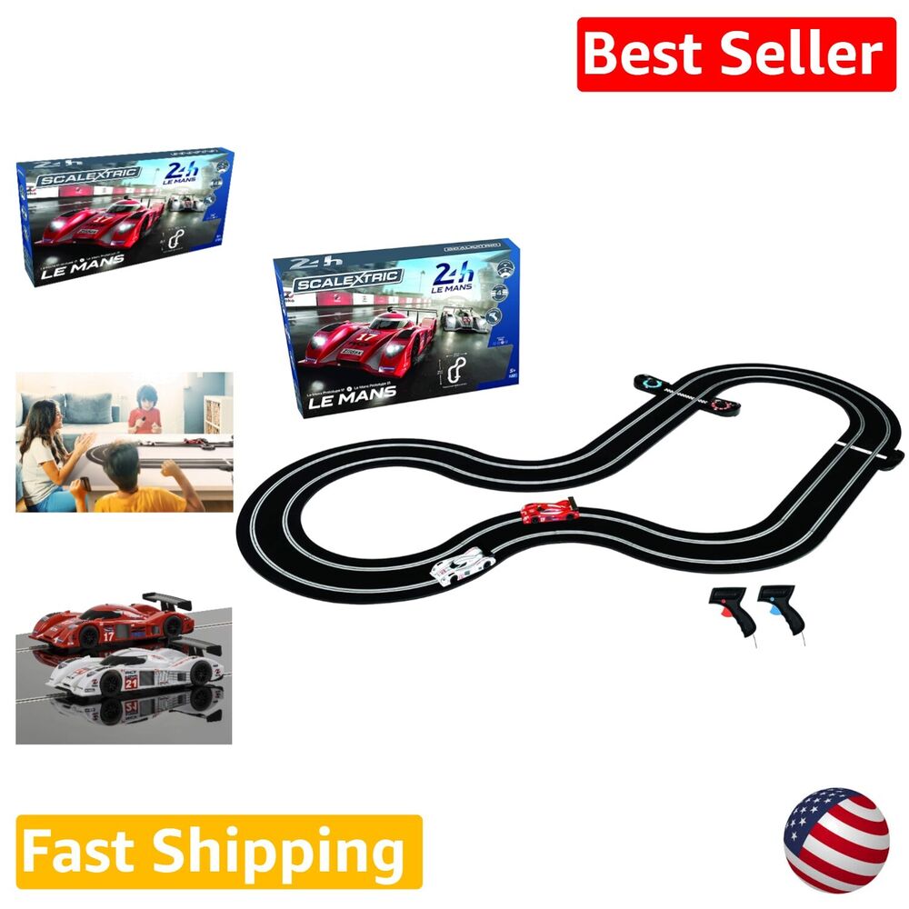 Le Mans Sports Cars Slot Car Race Track Set - 1:32 Scale - Lap Counter Included