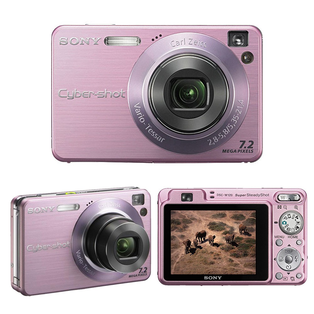 Sony Cybershot DSC-W120 Digital Camera 7.2MP 4x Optical Zoom Pink Auto Focus