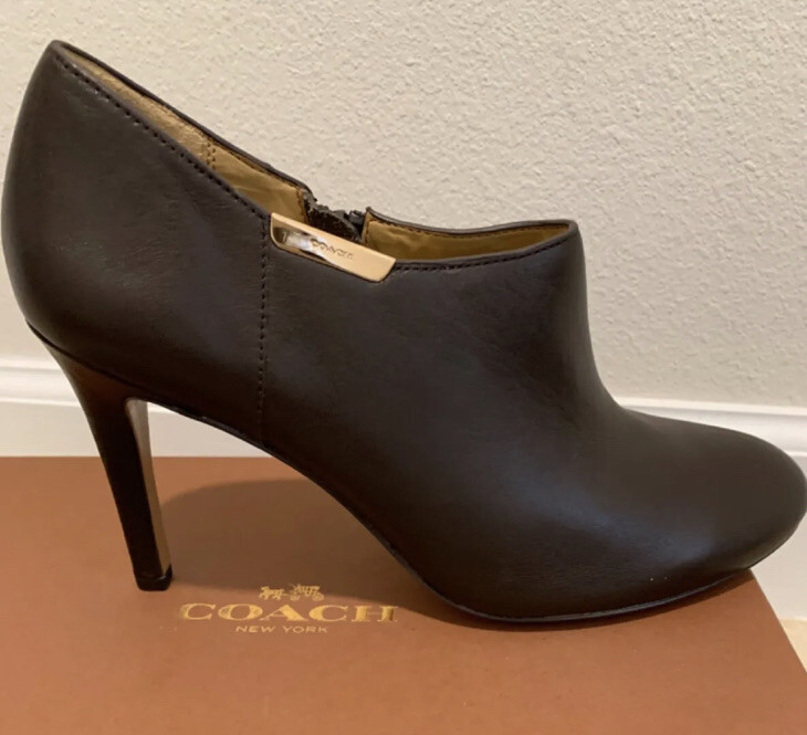 Coach Seneca Women’s Leather Bootie Chestnut Brown Heel Size 8.5 New With Box