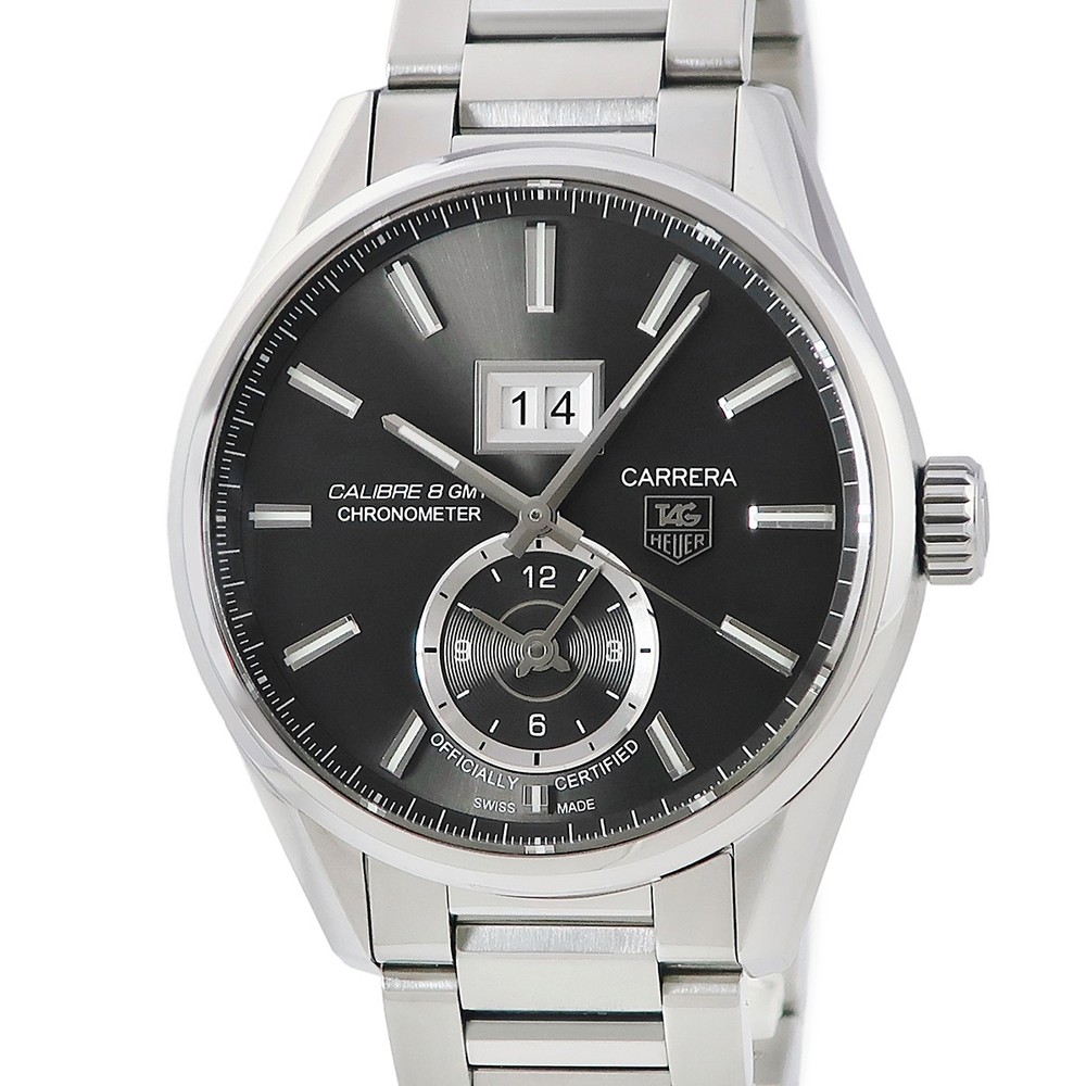 TAG Heuer Carrera Grand Date GMT Automatic Men's Watch WAR5012 BA0723 Gray Dial