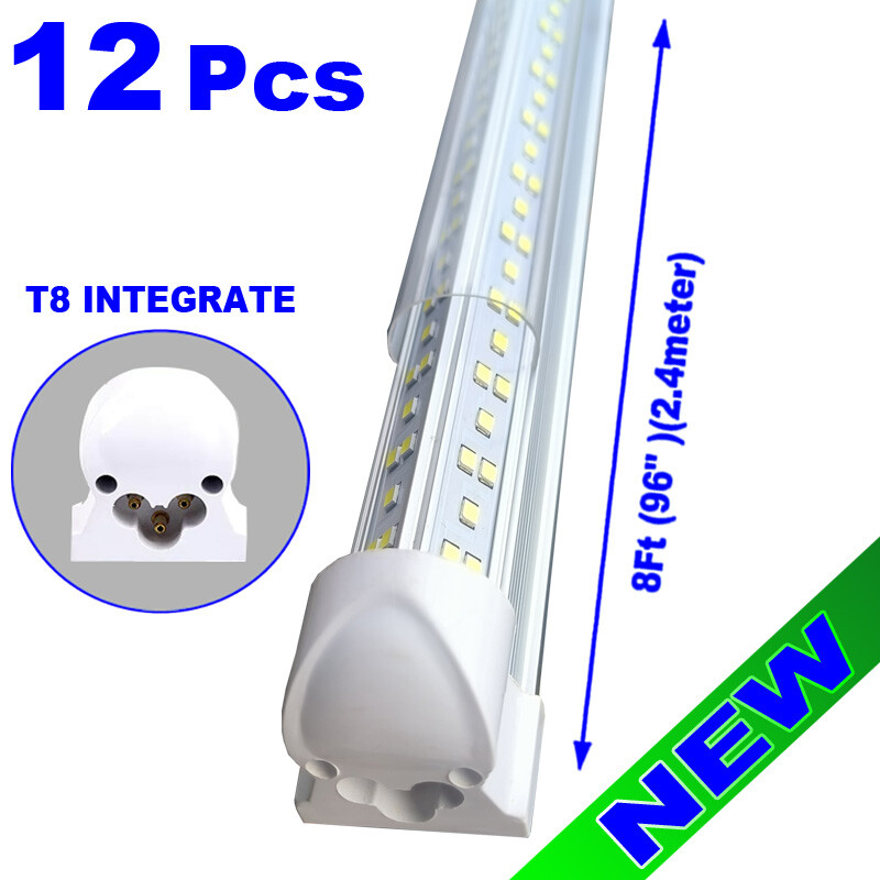 144w 8 foot led shop lights led Strip Lights 12PC Cold White LED Garage Lights