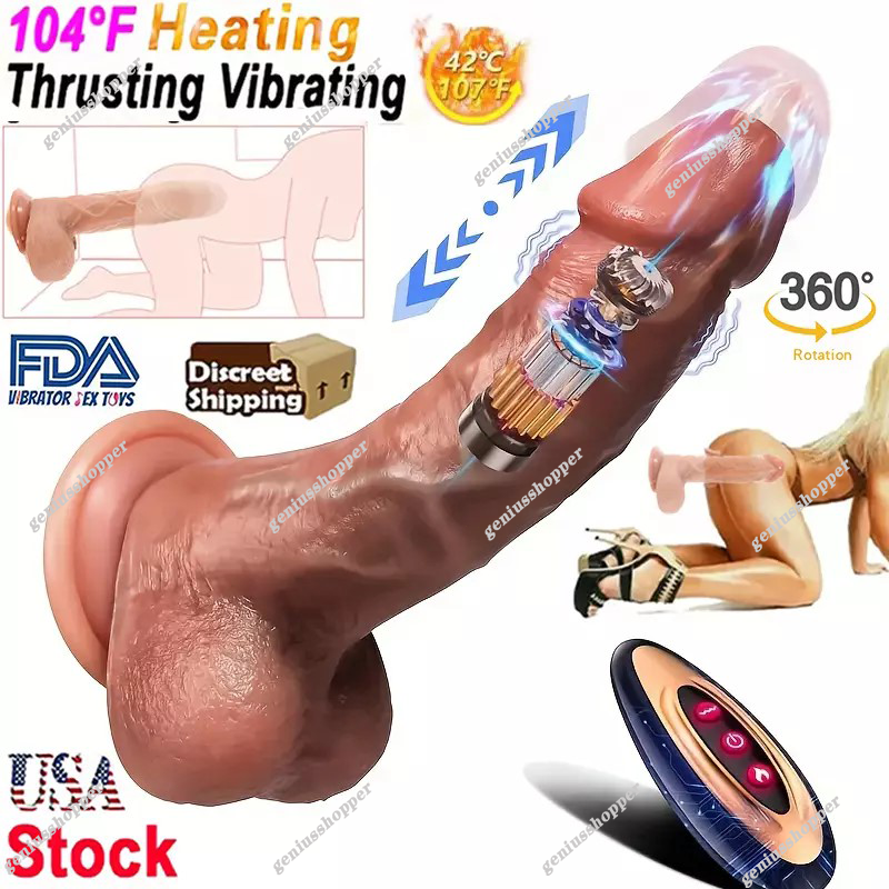 Thrusting Rotating Heating Suction Cup Dildo G-Spot Vibrator for Women