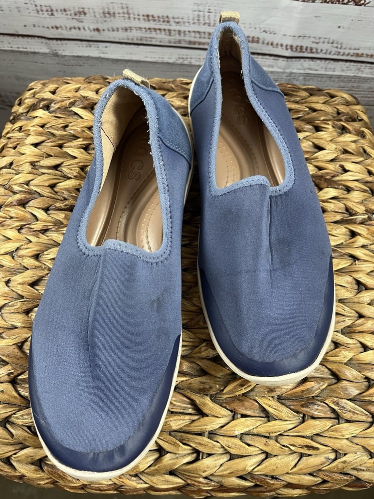 Crocs Stretch Sole SlipOn Flat Loafer Shoes Womens 9w Blue
