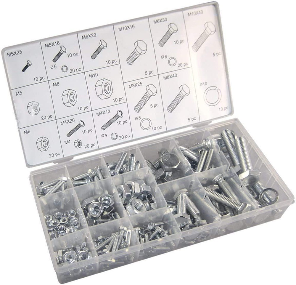 240-Piece MM Metric Nut and Bolt Screw Assortment Hardware Kit