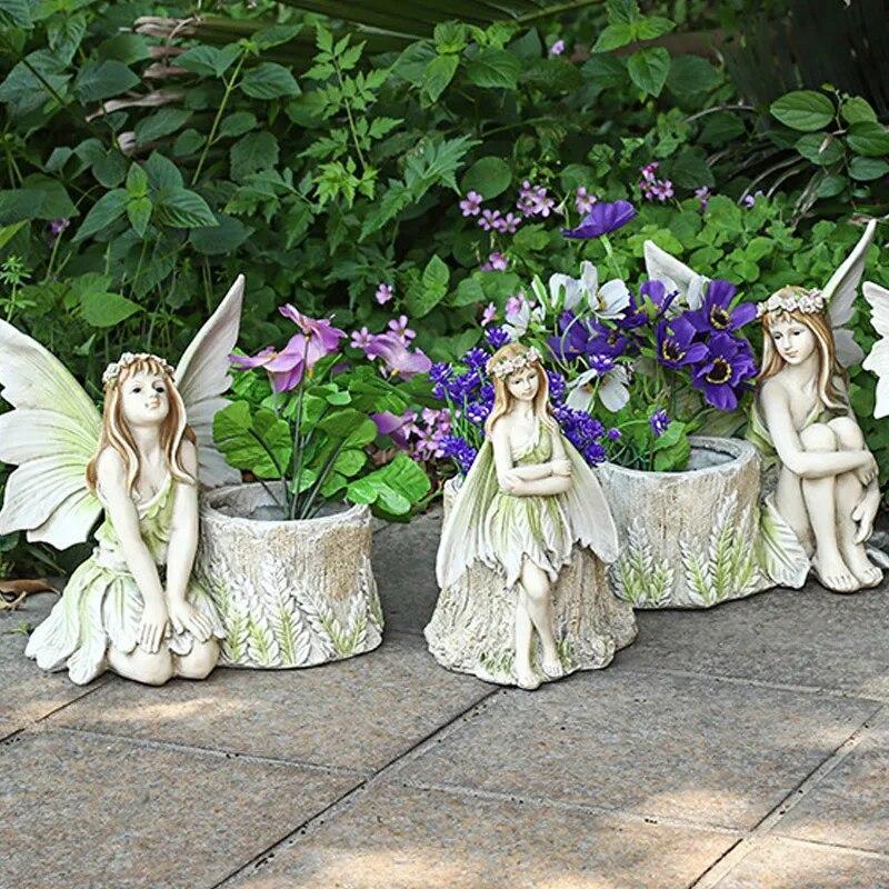 Flower Vase Resin Angel Modern Solid Medium Multicolor Bottle Free Stand Decor