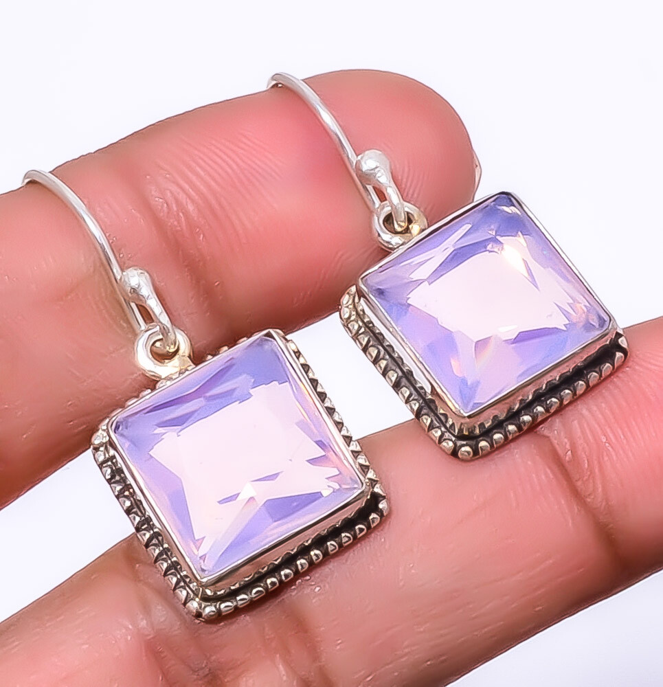 Pink Milky Opal Handmade 925 Sterling Silver Earring 1.17