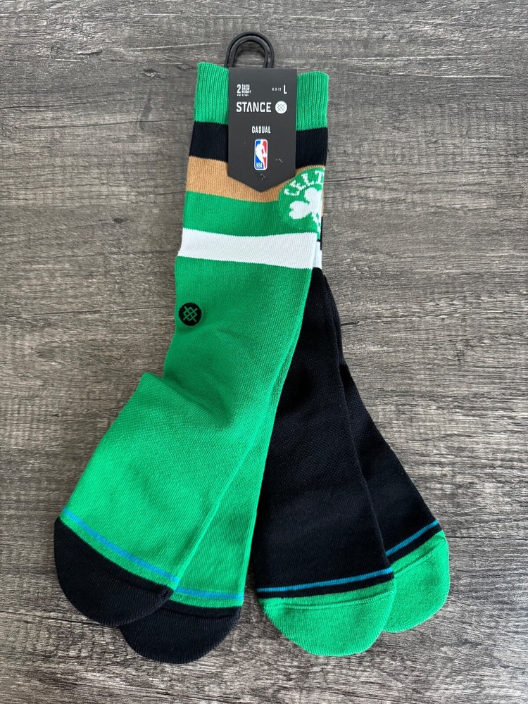 Stance x NBA Boston Celtics ST Crew 2-Pack Socks Green/Black Men's L (NWT) 2 Pk