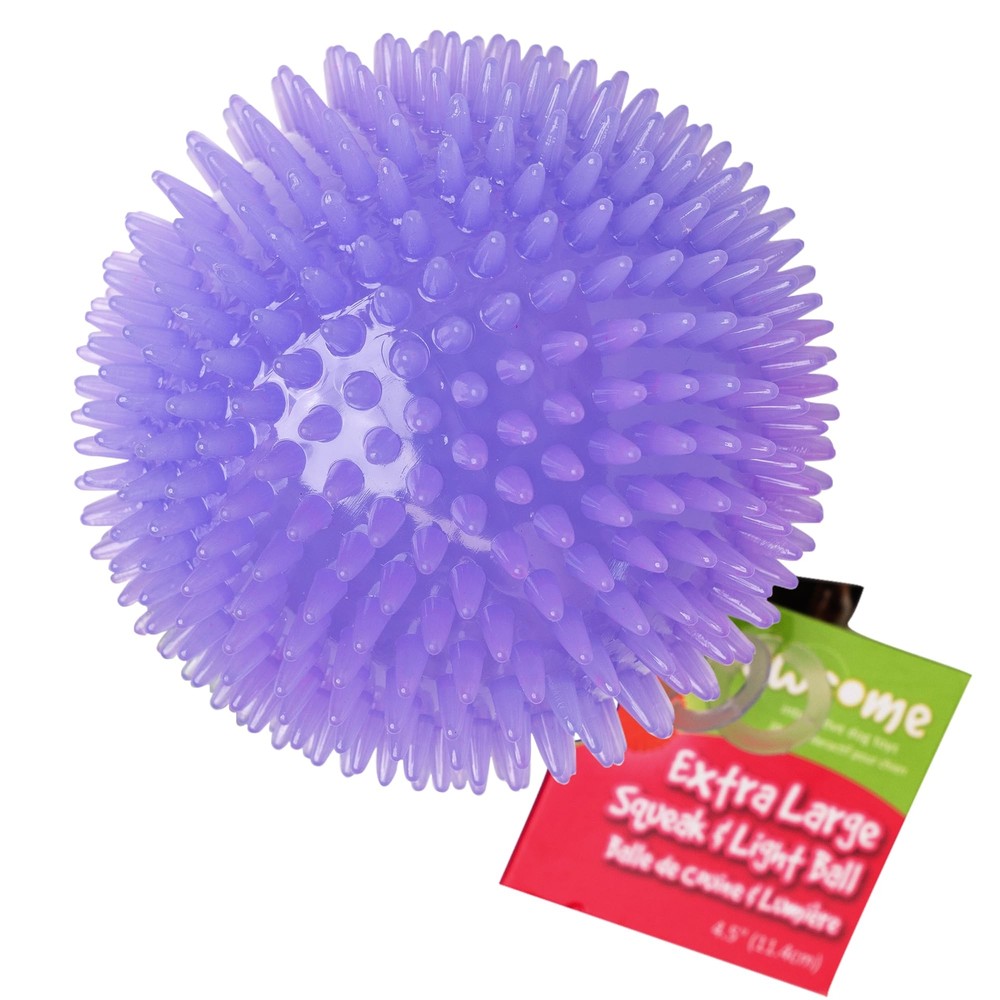 4.5” Spiky Squeak & Light Ball Dog Toy - Extra Large Cleans teeth and Promote...