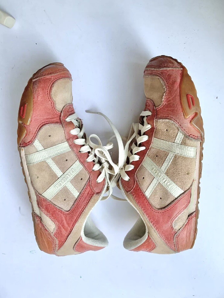 DIESEL Footwear Remy VTG AVY Women's Shoes US 6.5 Pink Leather Sneakers