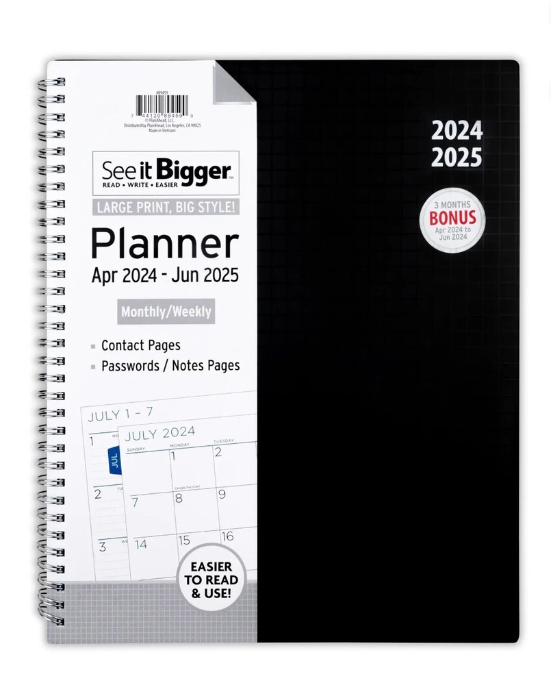 See it Bigger Apr 2024 - Jun 2025 Weekly Dated Planner 9.75