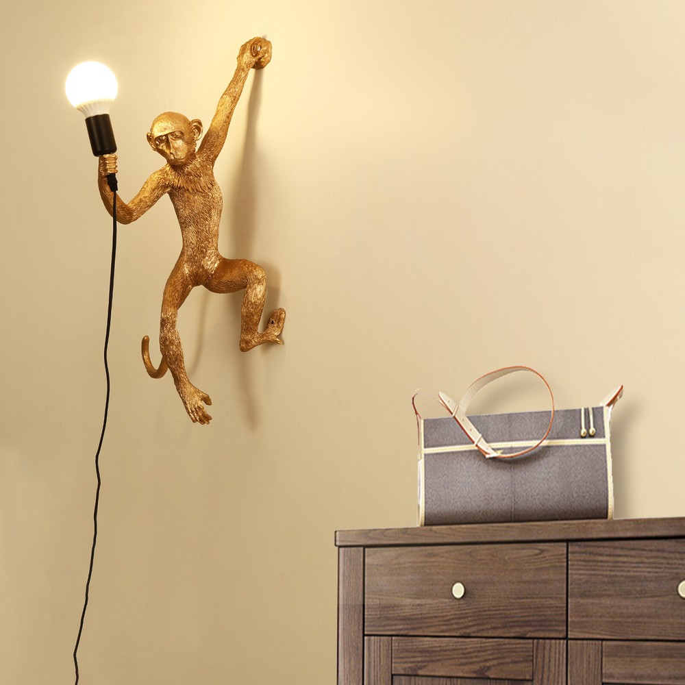 Nordic Monkey Wall Sconces 1 Light Resin Wall-Mounted Lamp E27 Corridor Decor